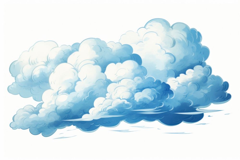 Hand drawn cloud with Japanese backgrounds nature white.