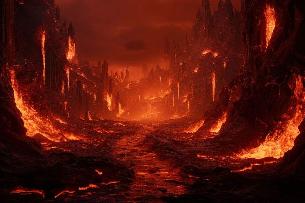 Hell volcano bonfire nature.