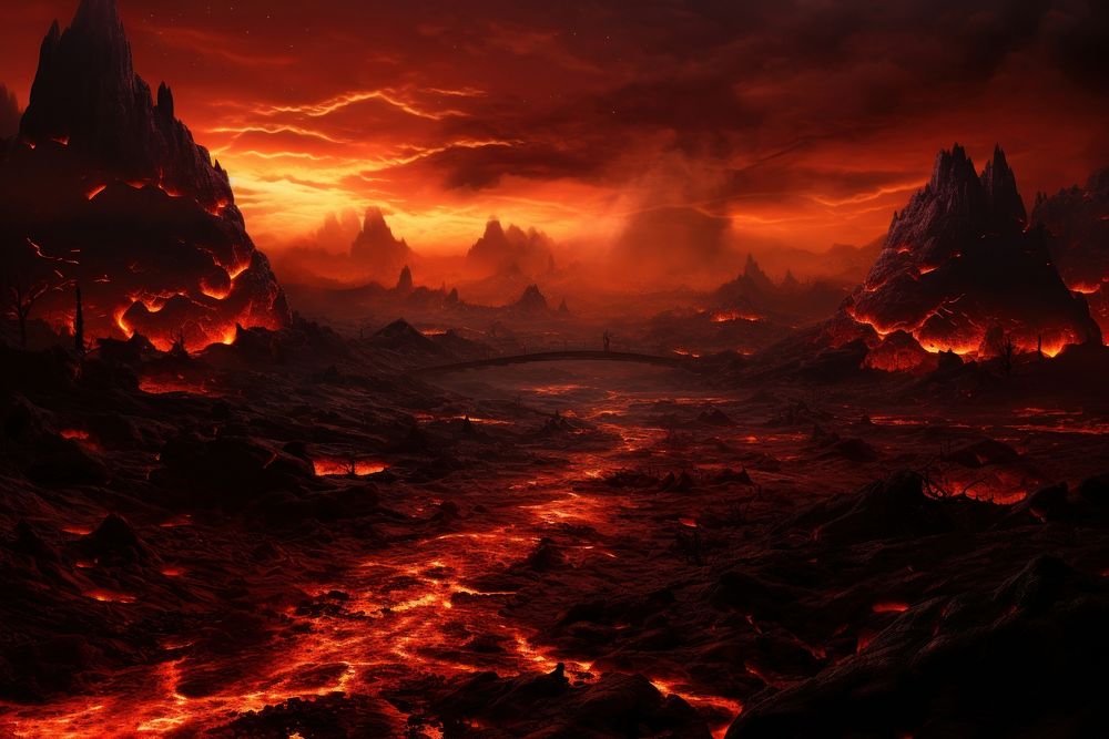 Hell mountain volcano nature.