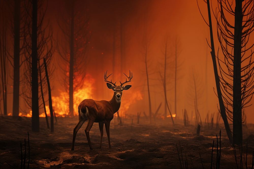 Animal fire landscape wildlife.