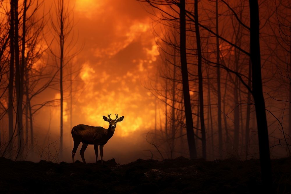 Animal fire landscape wildlife.