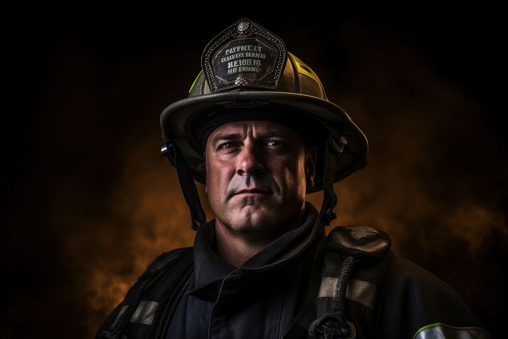 Firefighter portrait helmet adult.