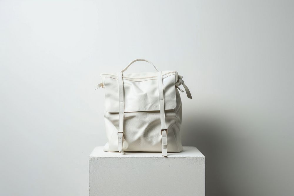 White backbag handbag purse white background.