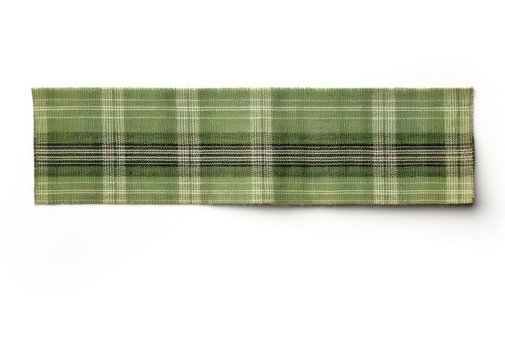 Green tartan pattern texture pattern adhesive strip plaid white background rectangle.