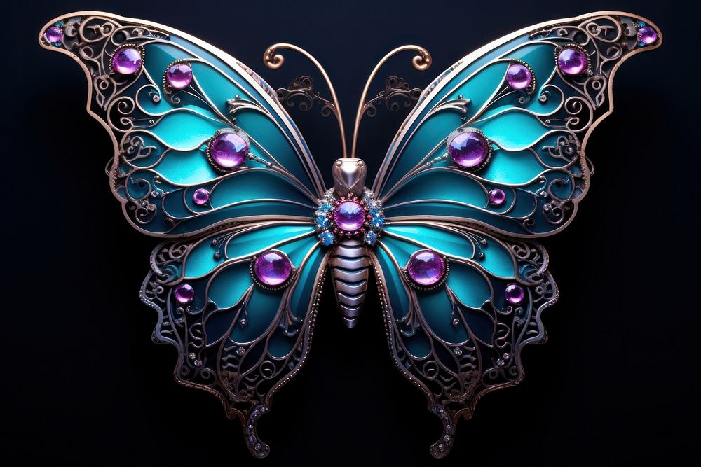 Neon butterfly gemstone jewelry accessories.