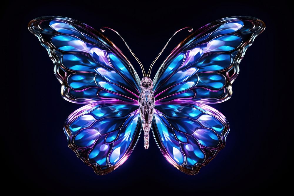 Neon butterfly violet accessories fragility.