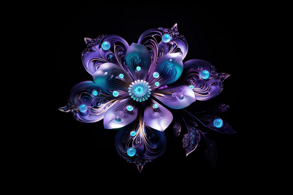 Neon flower jewelry pattern violet.