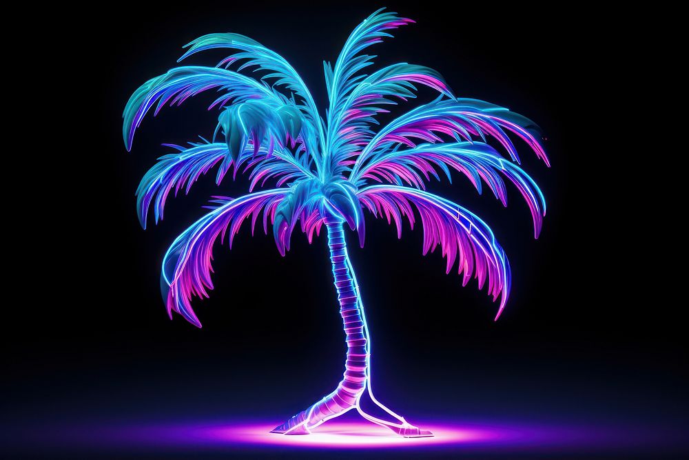 Palm tree light neon nature.