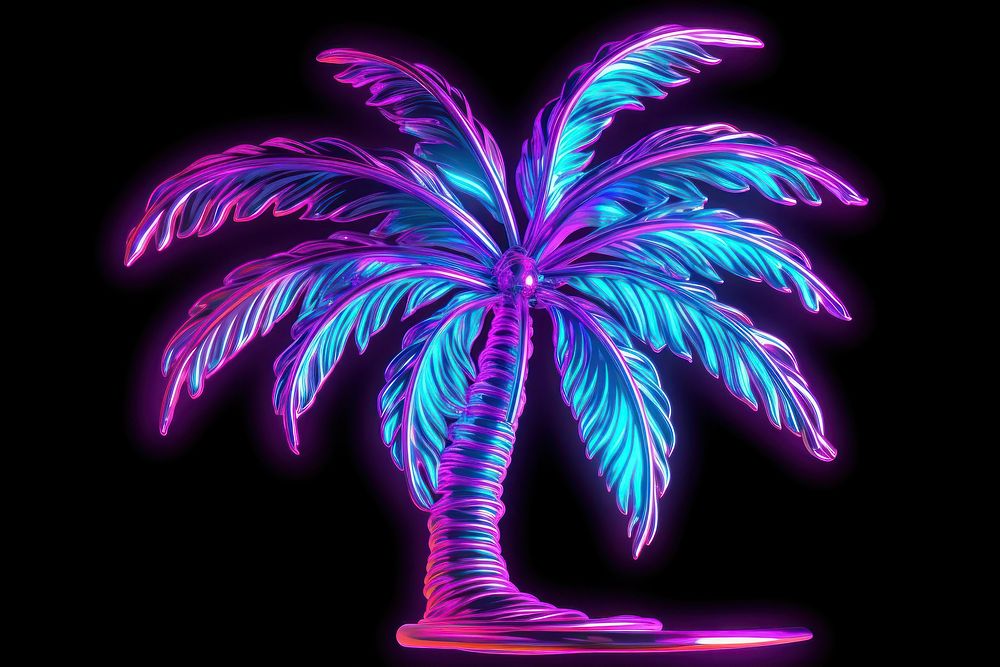 Palm tree neon pattern purple.