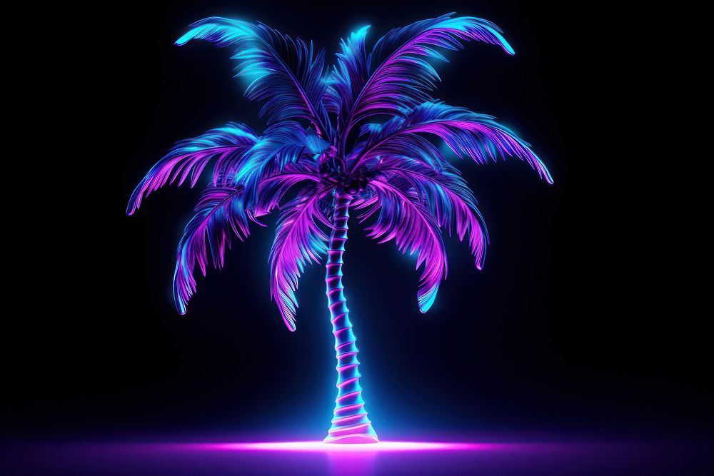 Palm tree light neon purple.