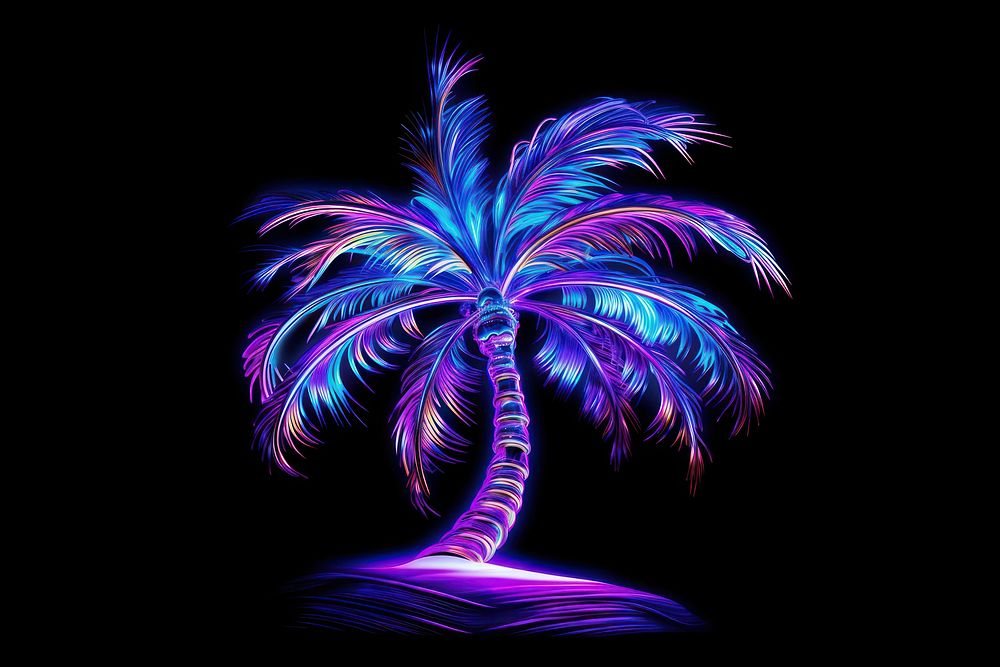 Palm tree nature purple night.