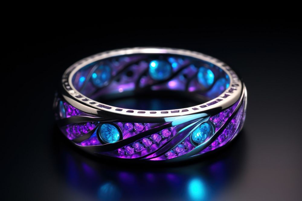 Neon ring gemstone jewelry violet.