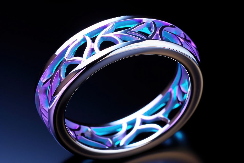 Neon ring silver platinum jewelry.