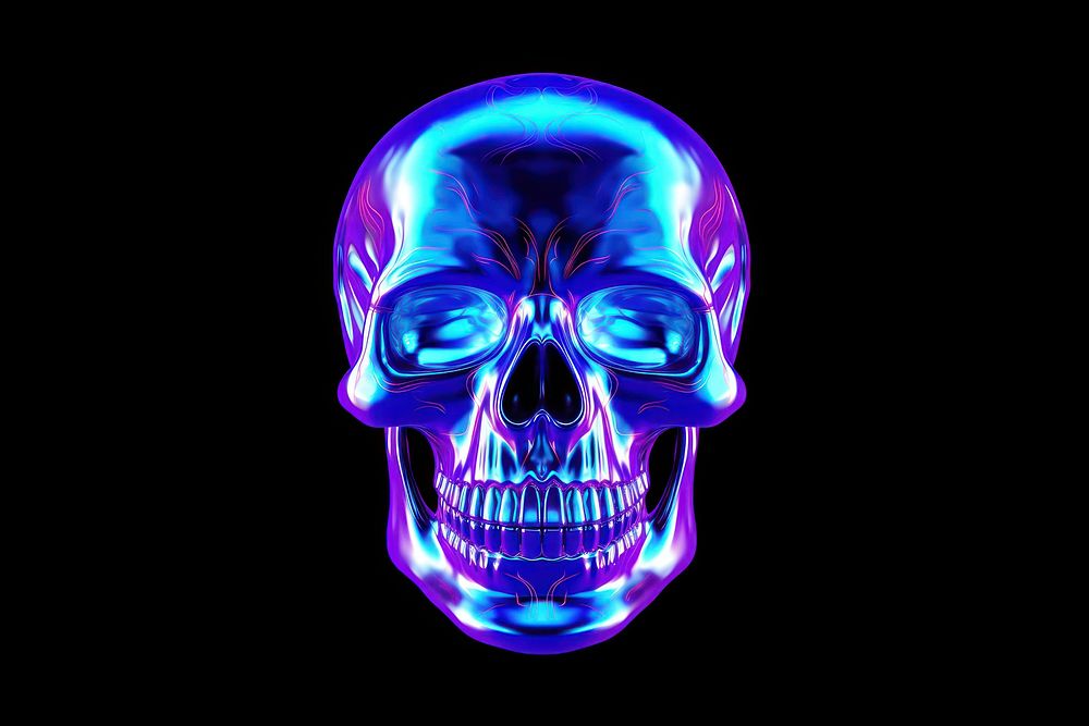Skull purple light illuminated.