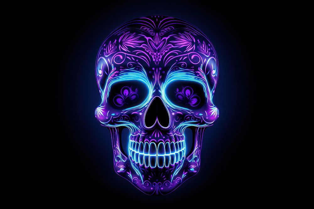 Skull purple light neon.