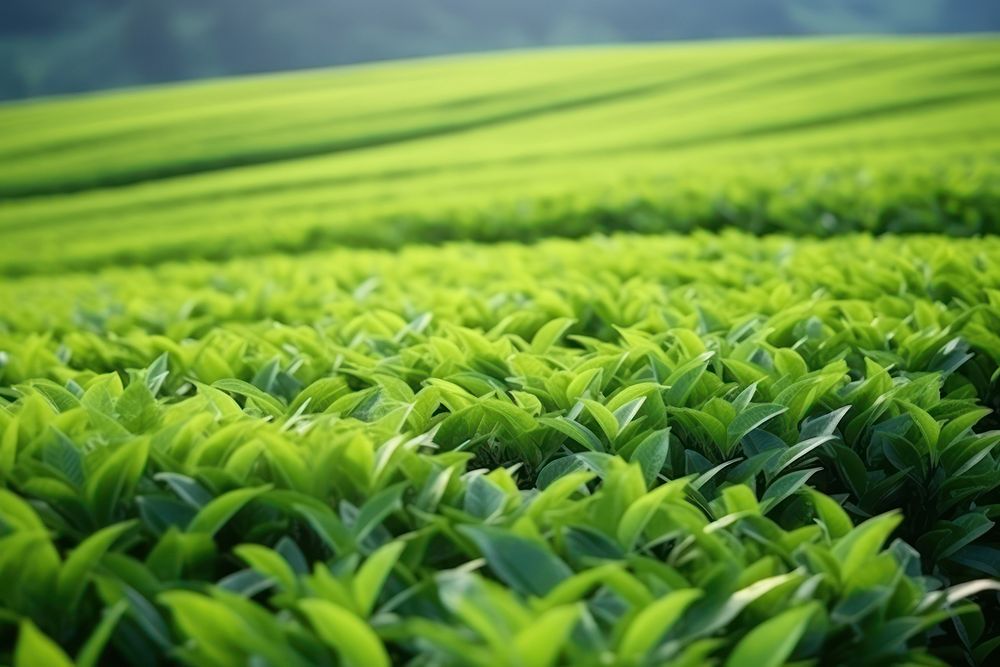 Green tea field backgrounds outdoors.