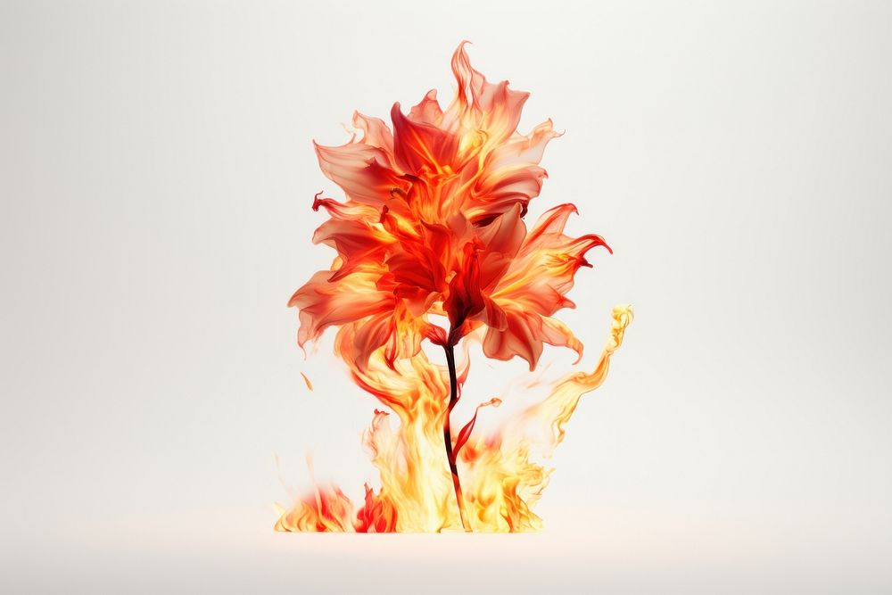 Realistic flower on fire plant petal leaf.