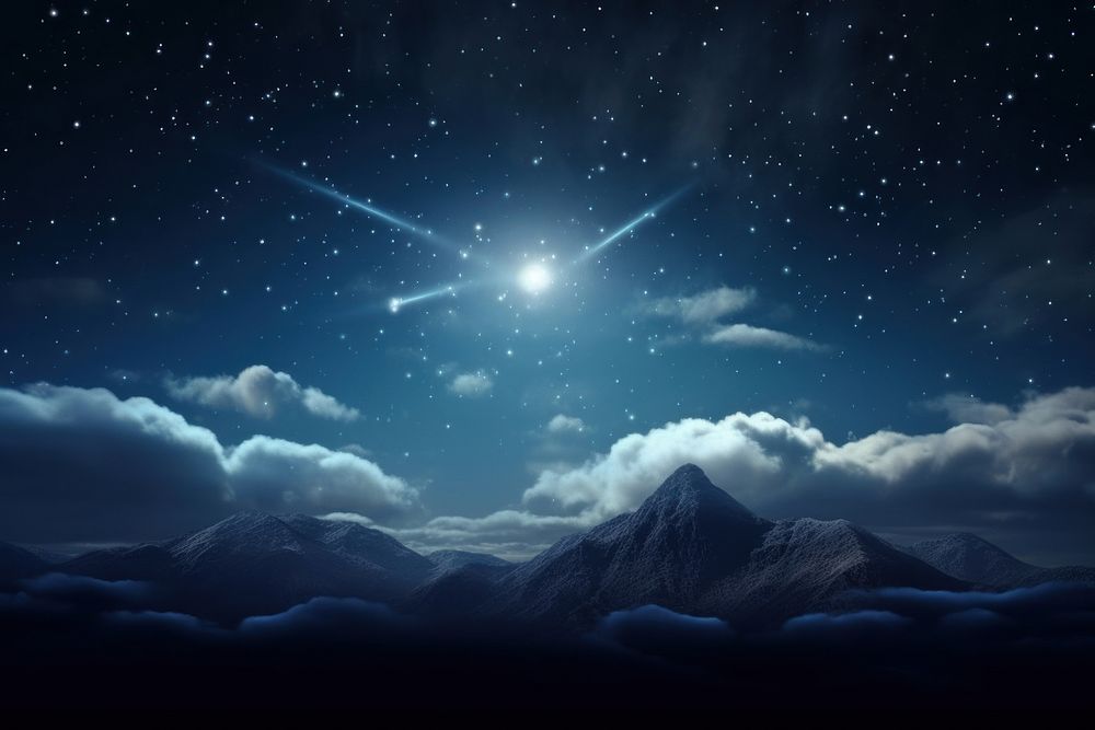 Cloud shooting star landscape night astronomy.