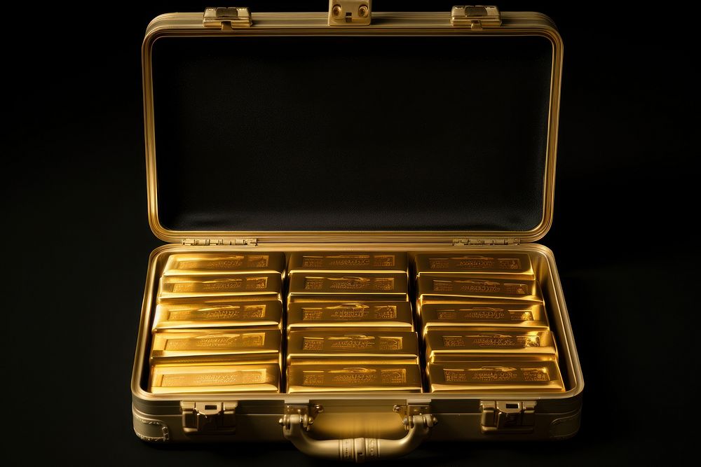 Gold bars container suitcase treasure.