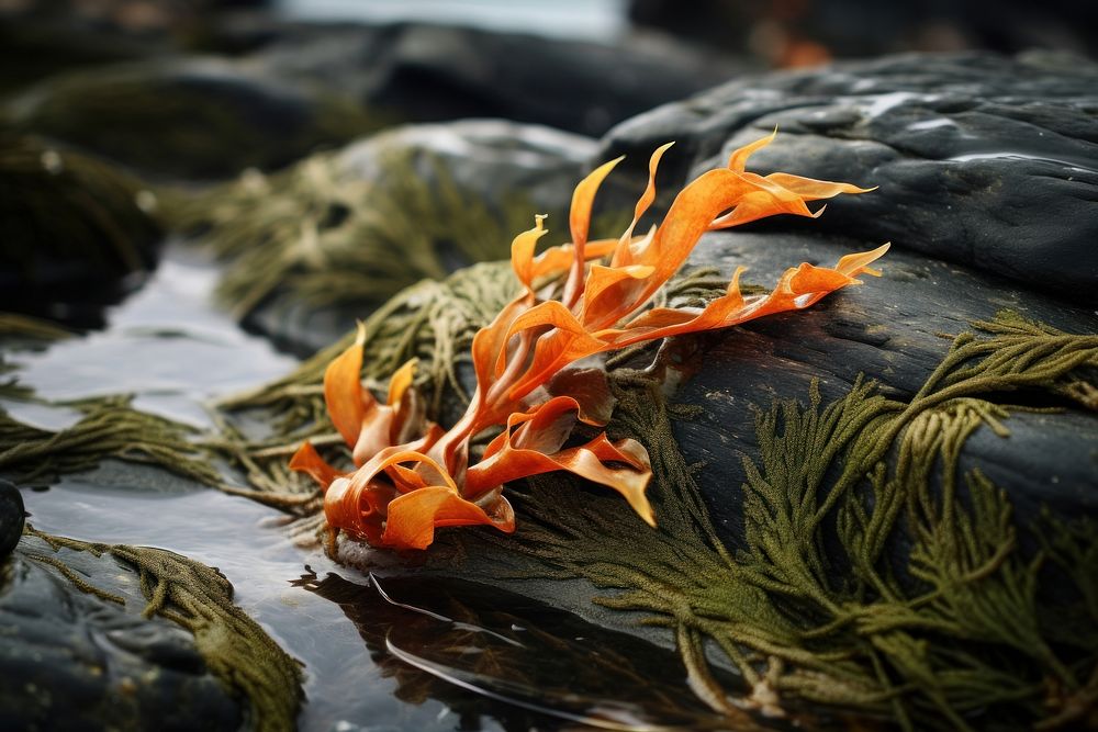 Seaweed plant leaf rock.