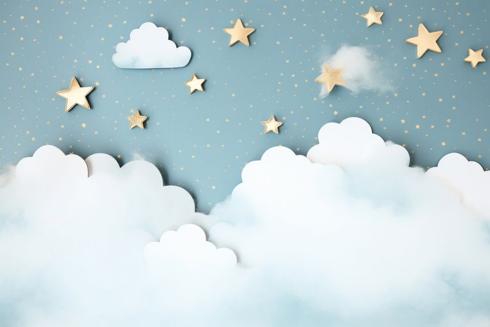 Pastel blue cloud fog and stars png backgrounds tranquility atmosphere.