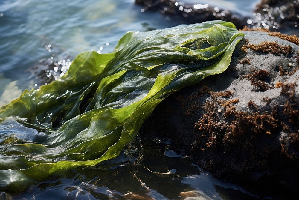 Seaweed rock tranquility freshness.