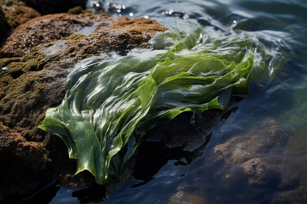 Seaweed algae plant rock.