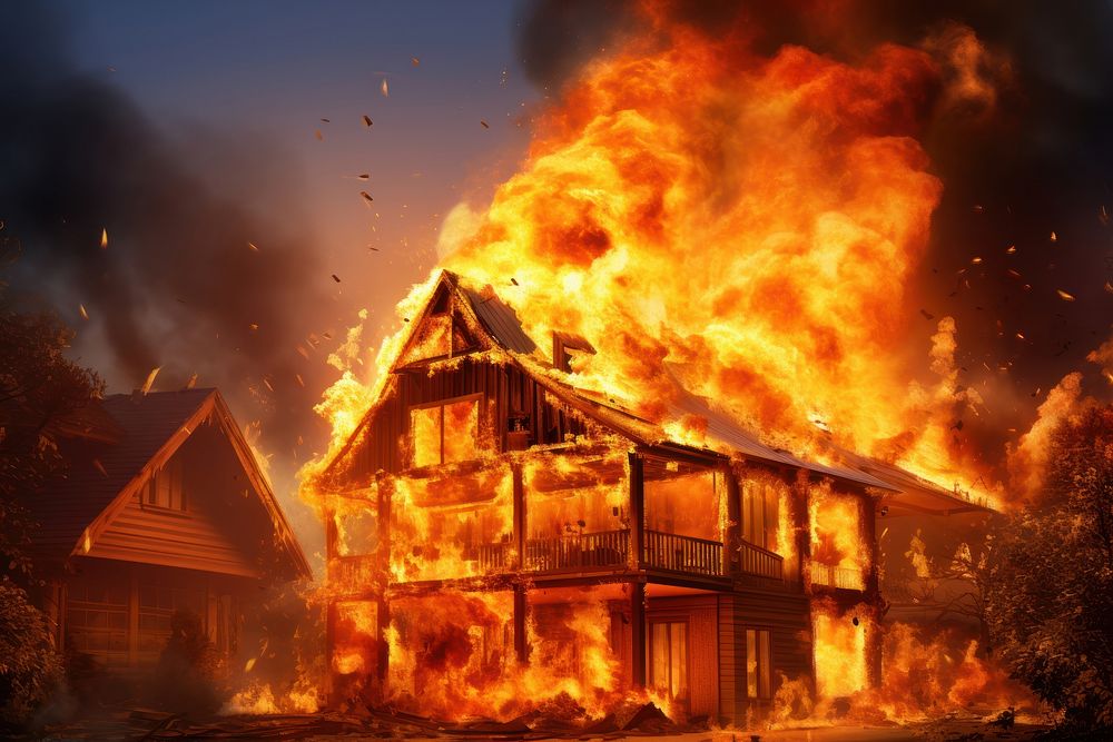 Fire insurance bonfire architecture destruction.