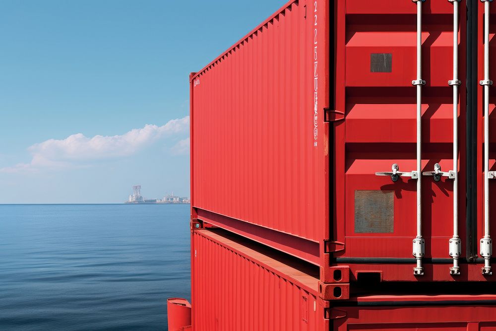 Plain container on a cargo ship sea architecture delivering.