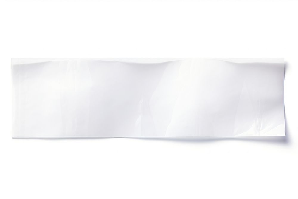 Transparent plastic paper adhesive strip white white background rectangle.