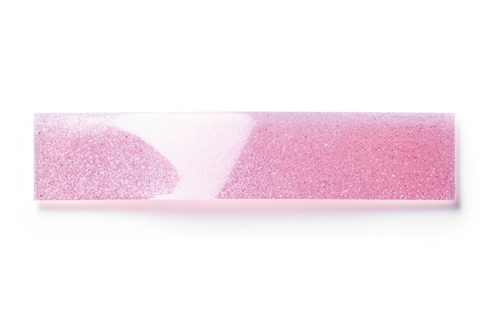 Transparent pink glitter plastic paper white background biochemistry rectangle.
