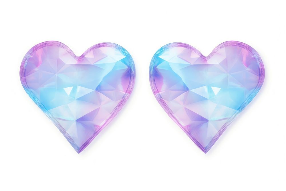 Holographic plastic heart shape jewelry white background accessories.