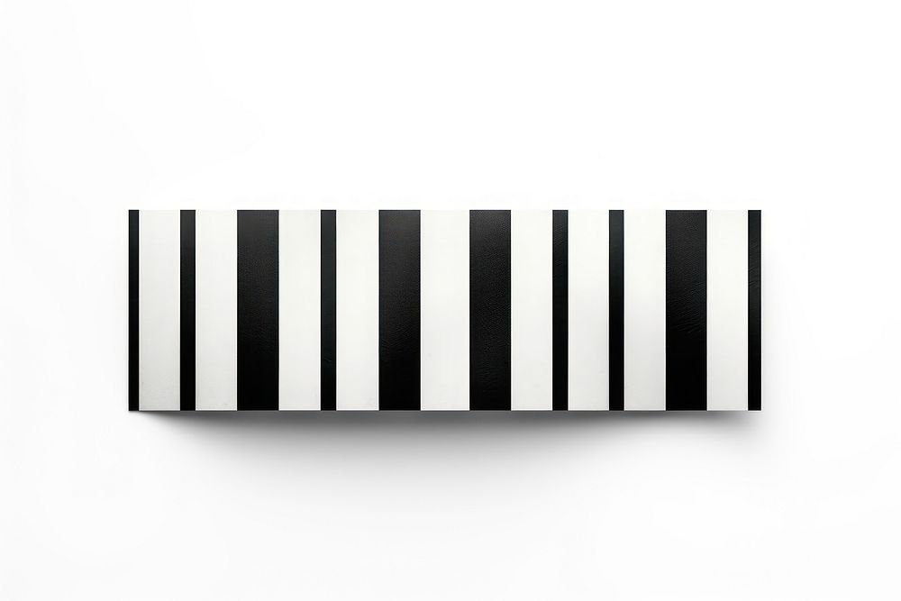 Black stripe pattern adhesive strip white wall white background.