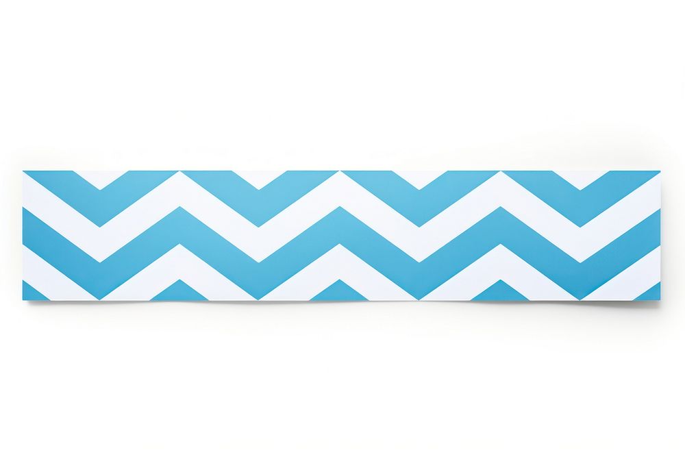 Blue chevron pattern adhesive strip paper white background rectangle.