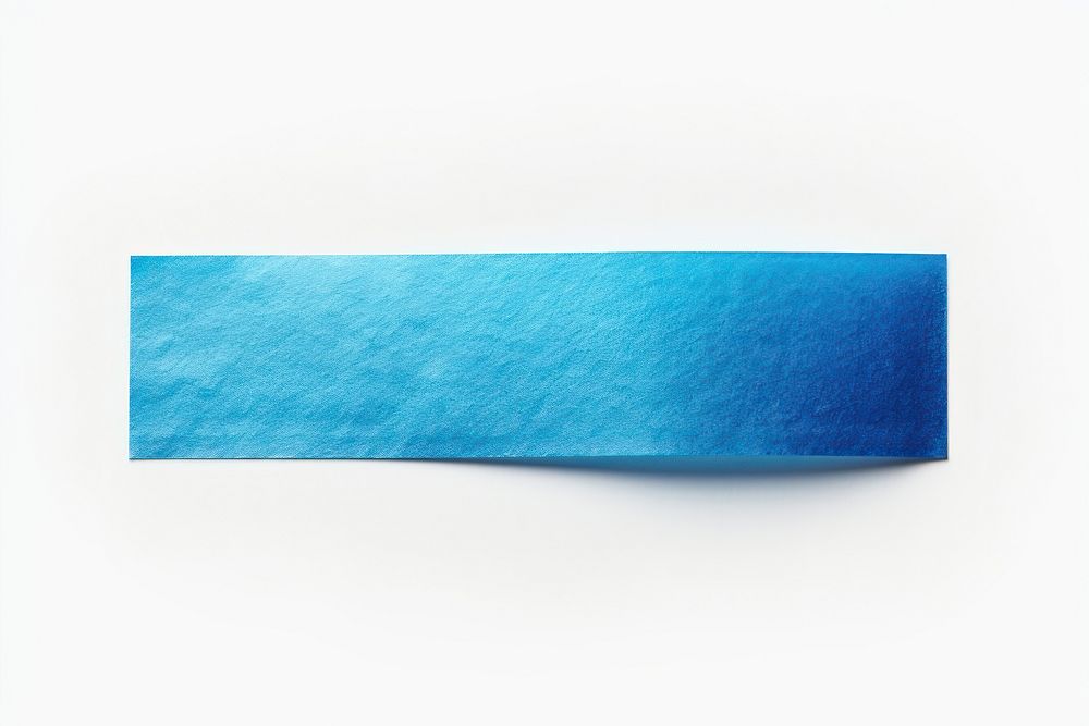 Blue foil teature adhesive strip paper white background turquoise.