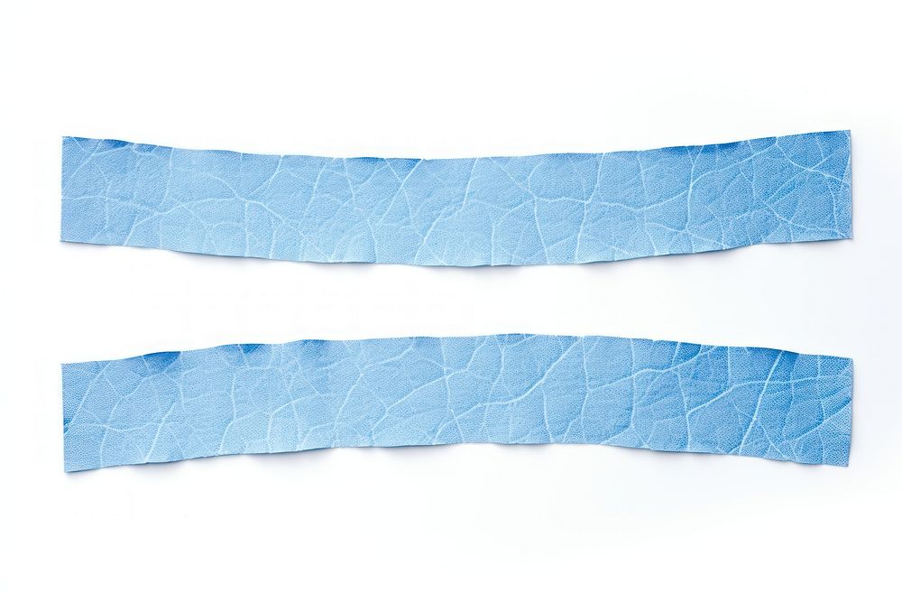 Blue pattern adhesive strip paper leaf white background.