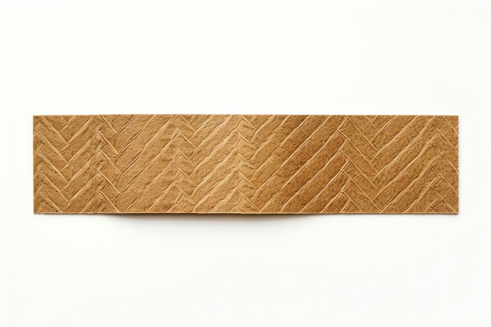 Brown hevron pattern adhesive strip plywood white background rectangle.