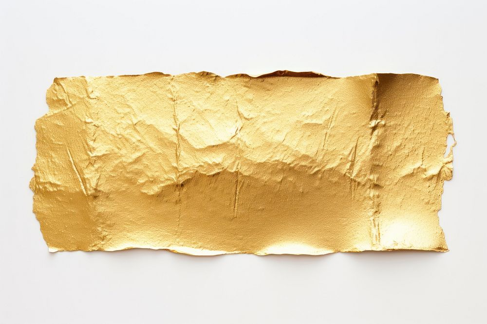 Gold foil texture adhesive strip paper white background rectangle.