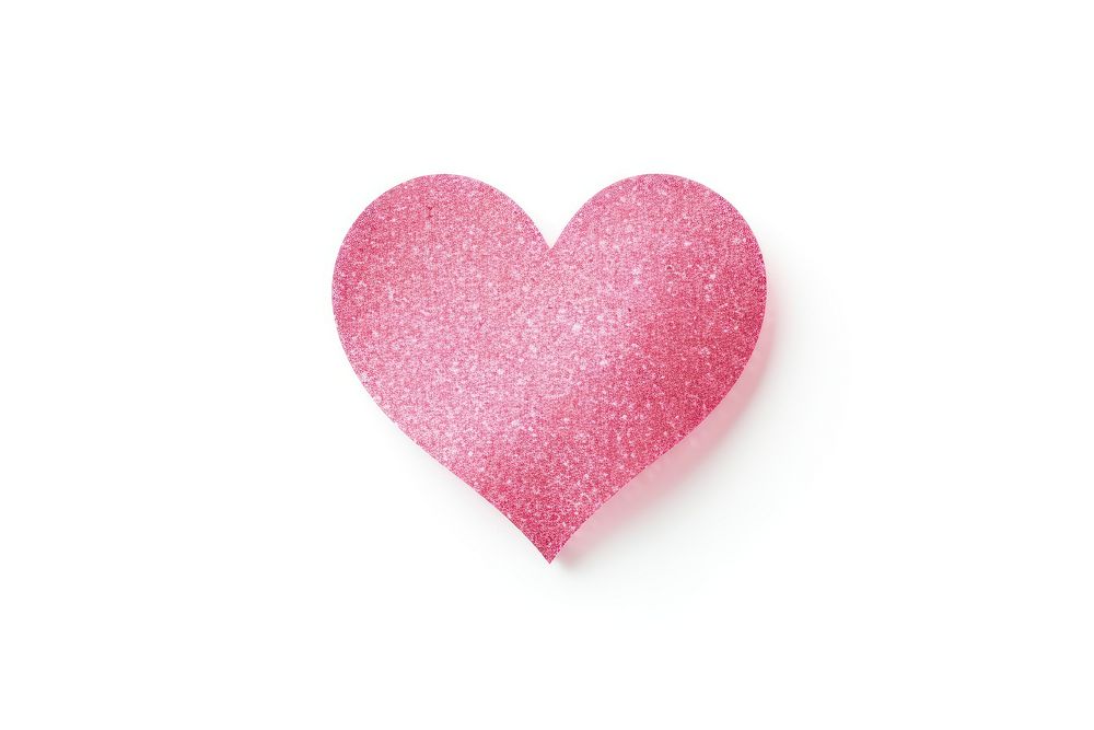 Heart pink glitter paper white background celebration circle.