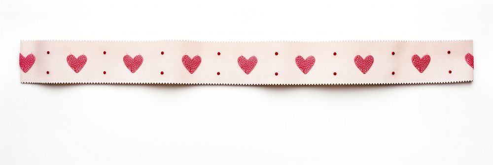 Horizontal heart pattern paper strip tape white background accessories panoramic.