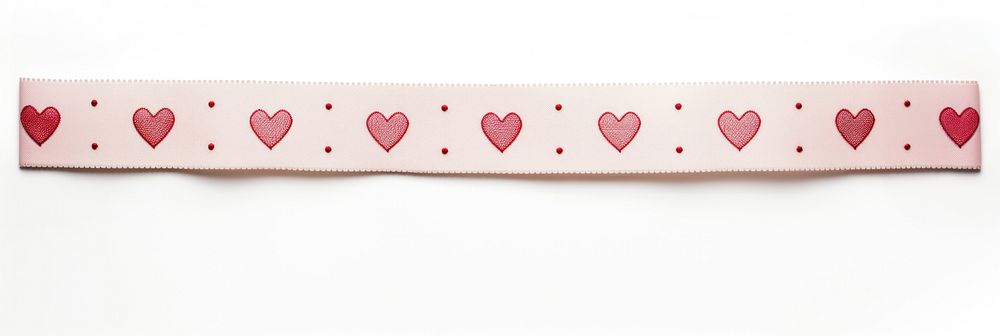 Horizontal heart pattern paper strip tape white background celebration accessories.
