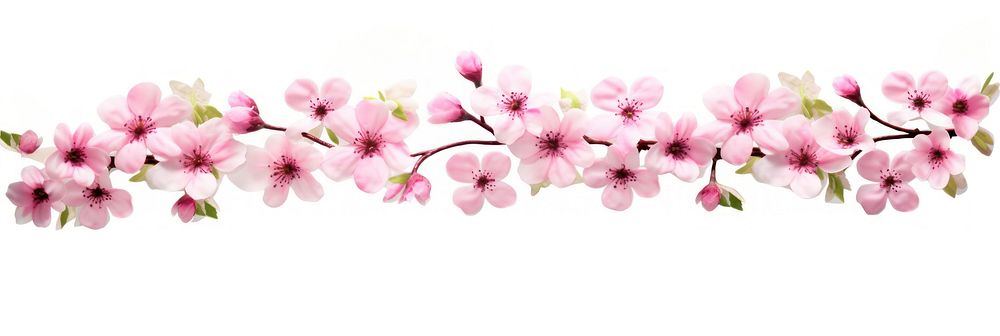 Pink flower pattern adhesive strip blossom plant white background.