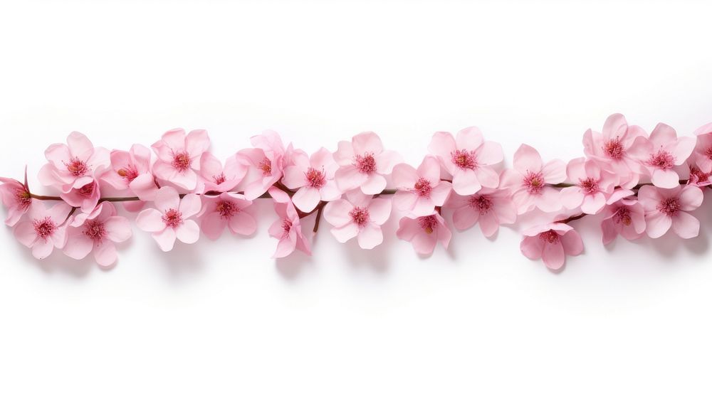 Pink flower pattern adhesive strip blossom plant white background.