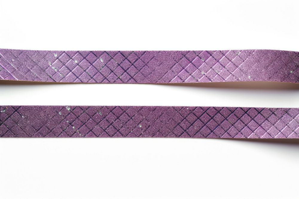 Plaid line glitter paper adhesive strip purple belt white background.