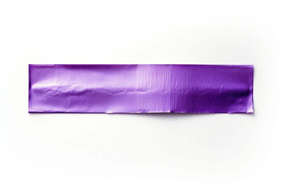 Purple foil teature adhesive strip white background rectangle aluminium.