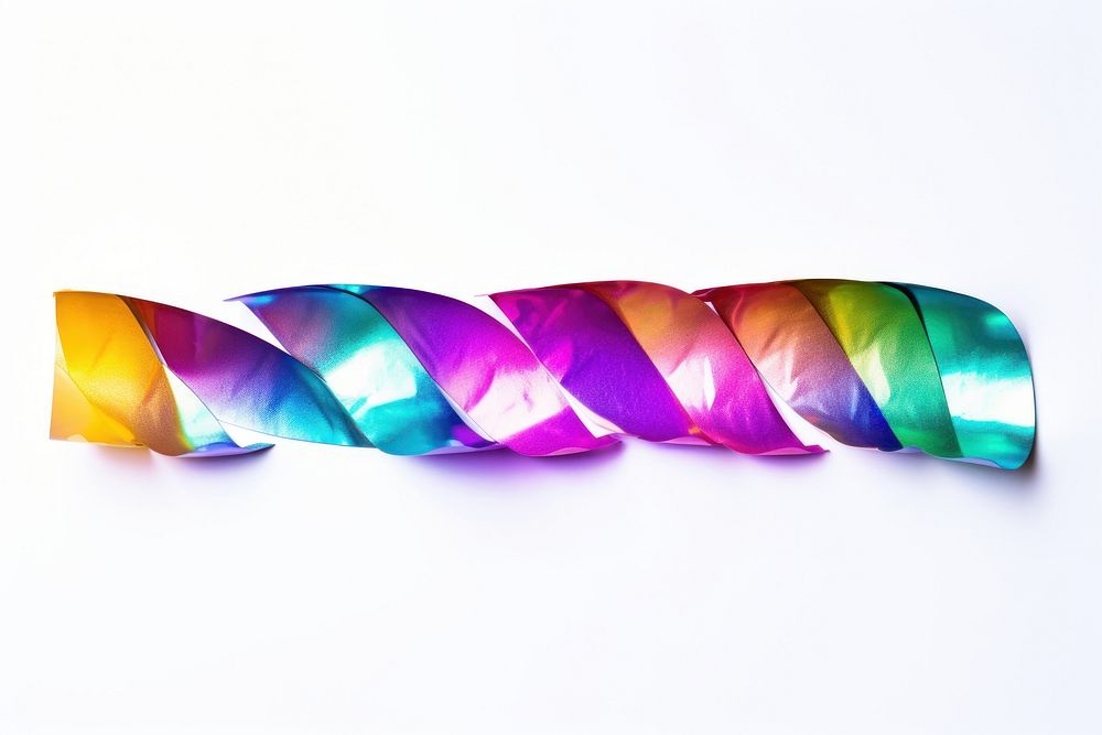 Rainbow foil teature adhesive strip purple white background accessories.