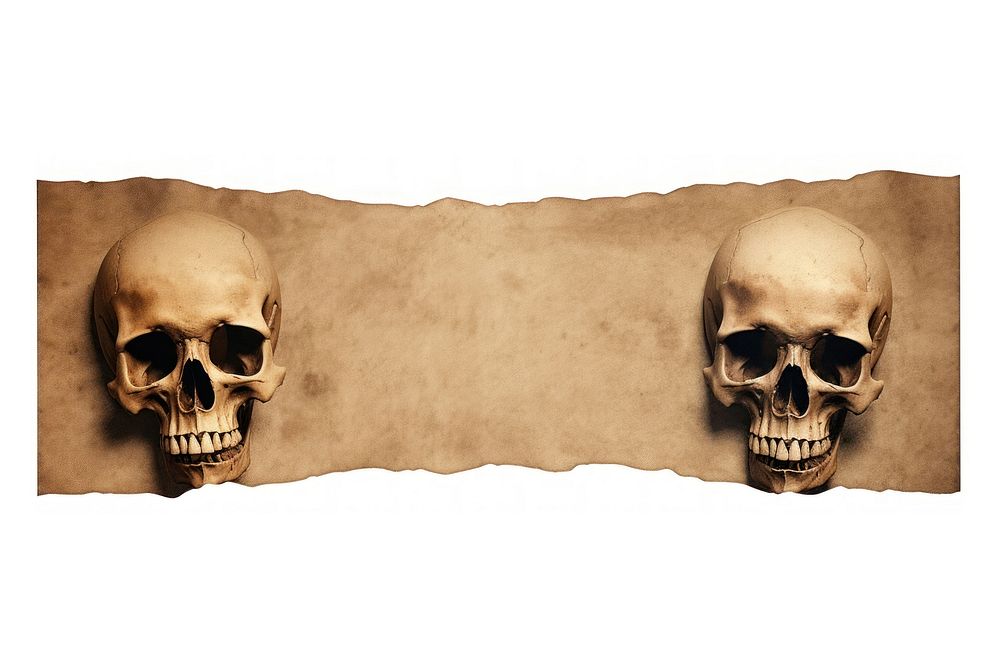 Skull paper adhesive strip white background anthropology darkness.