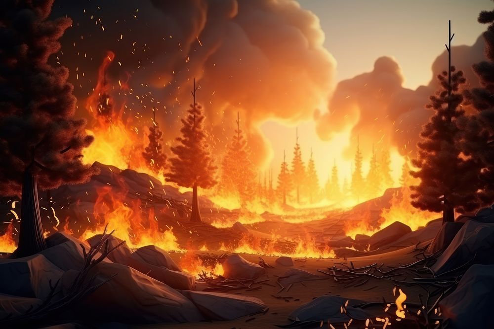 Burning wildfire outdoors bonfire screenshot.