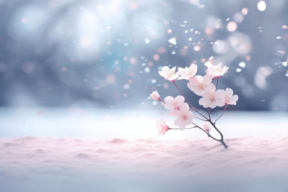 Snowfall tree Winter bokeh flower outdoors blossom.