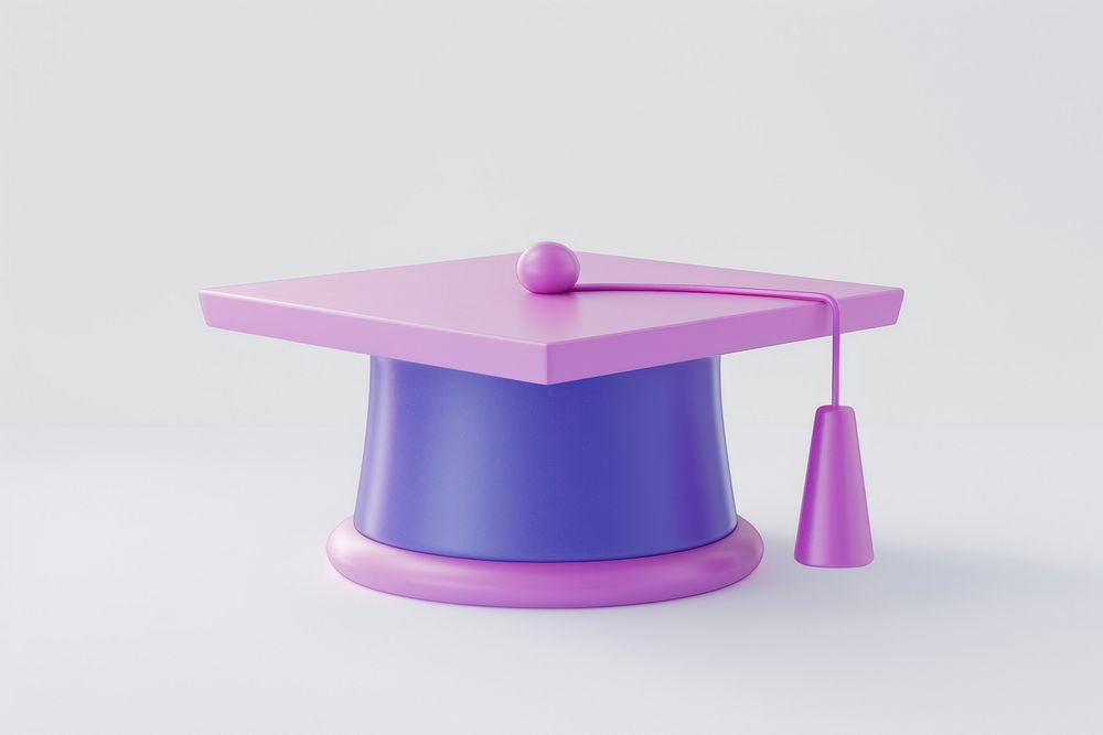 Graduation cap purple table certificate.